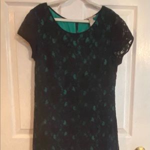 Banana Republic Navy Lace & Green Sheath Dress Size 4